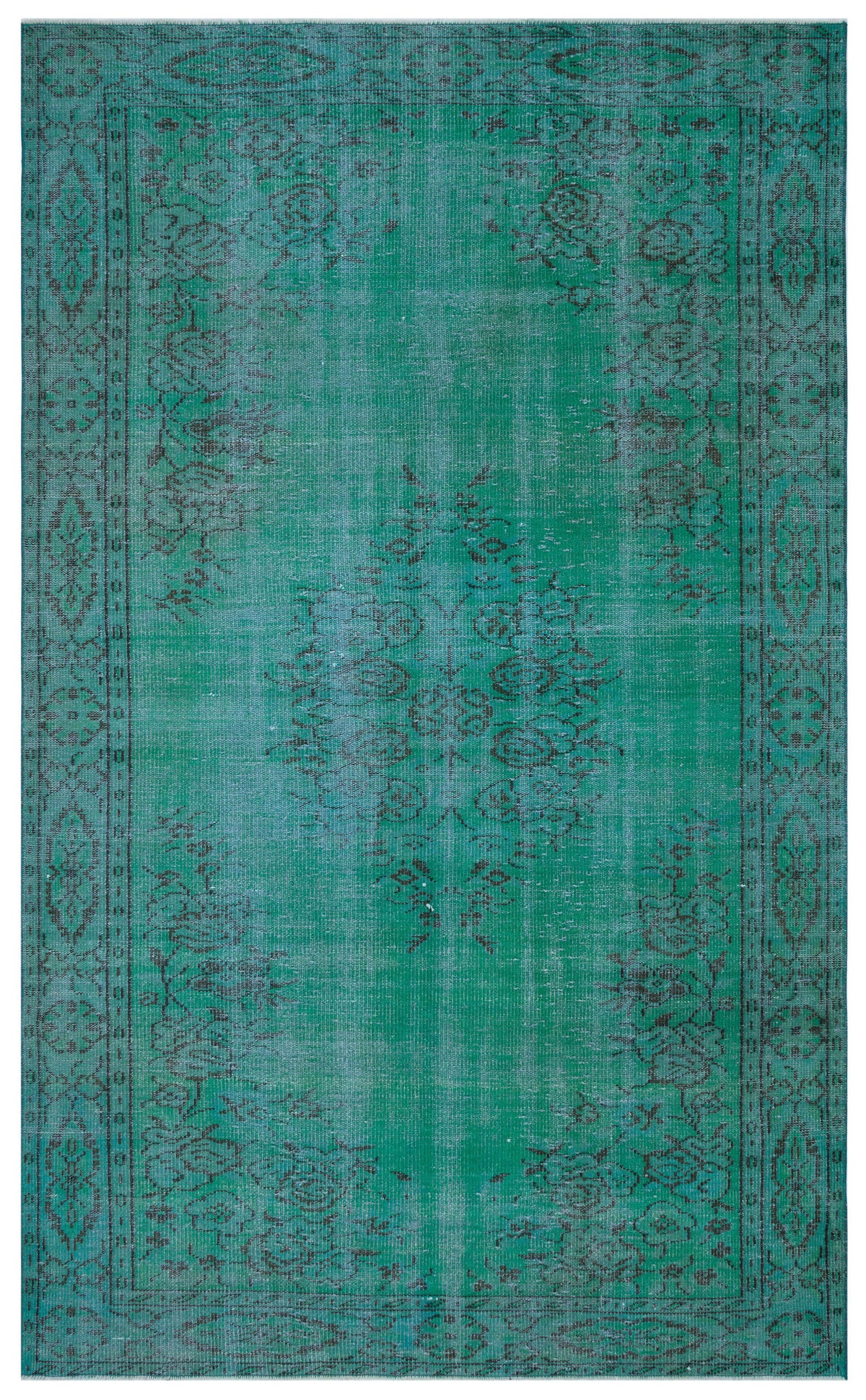 Turquoise  Over Dyed Vintage Rug 5&#39;10&#39;&#39; x 9&#39;5&#39;&#39; ft 179 x 288 cm
