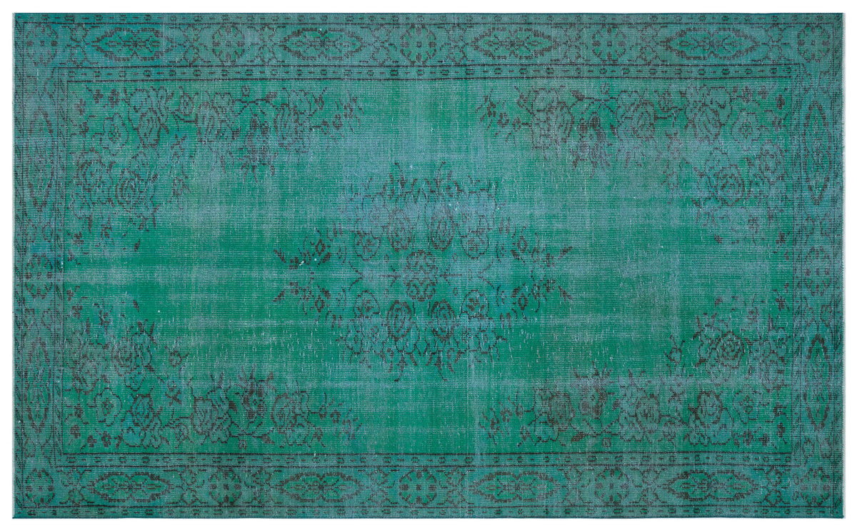 Turquoise  Over Dyed Vintage Rug 5&#39;10&#39;&#39; x 9&#39;5&#39;&#39; ft 179 x 288 cm
