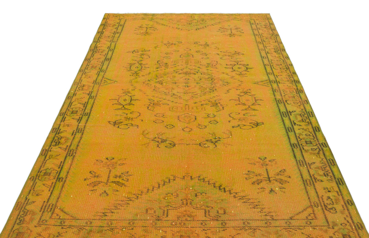 Yellow Over Dyed Vintage Rug 5&#39;3&#39;&#39; x 8&#39;3&#39;&#39; ft 160 x 252 cm
