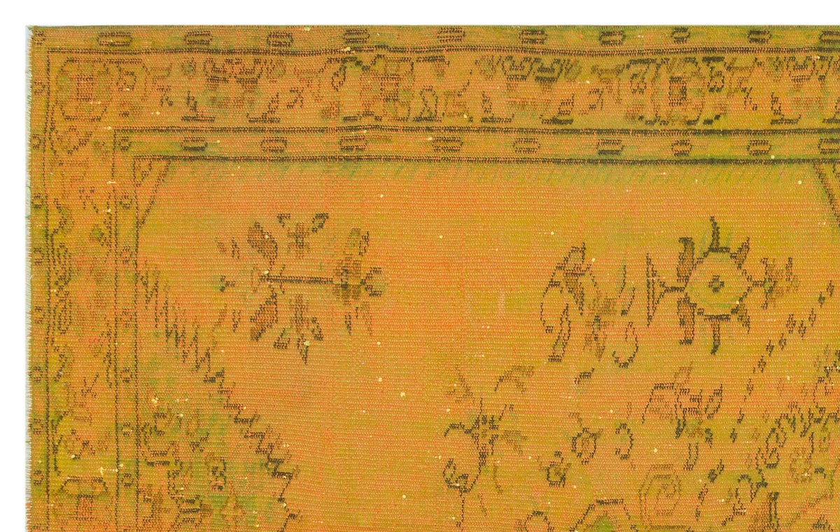 Yellow Over Dyed Vintage Rug 5&#39;3&#39;&#39; x 8&#39;3&#39;&#39; ft 160 x 252 cm