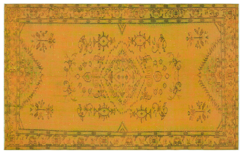 Yellow Over Dyed Vintage Rug 5'3'' x 8'3'' ft 160 x 252 cm
