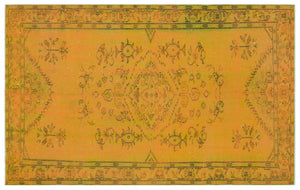 Yellow Over Dyed Vintage Rug 5'3'' x 8'3'' ft 160 x 252 cm
