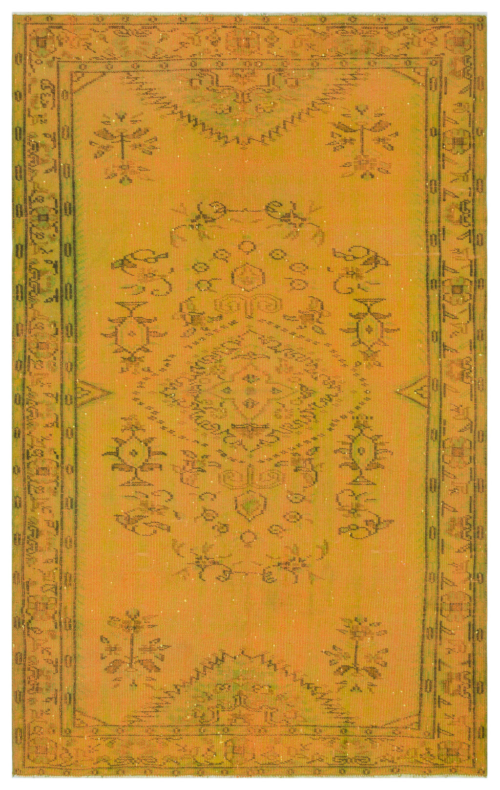 Yellow Over Dyed Vintage Rug 5'3'' x 8'3'' ft 160 x 252 cm