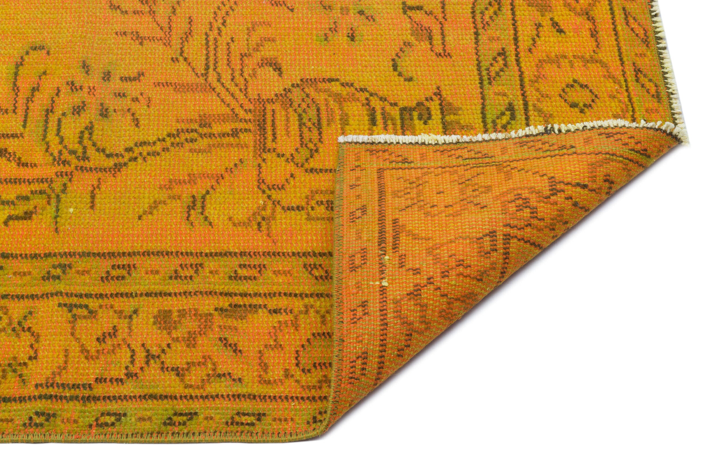 Yellow Over Dyed Vintage Rug 5'6'' x 8'8'' ft 168 x 265 cm