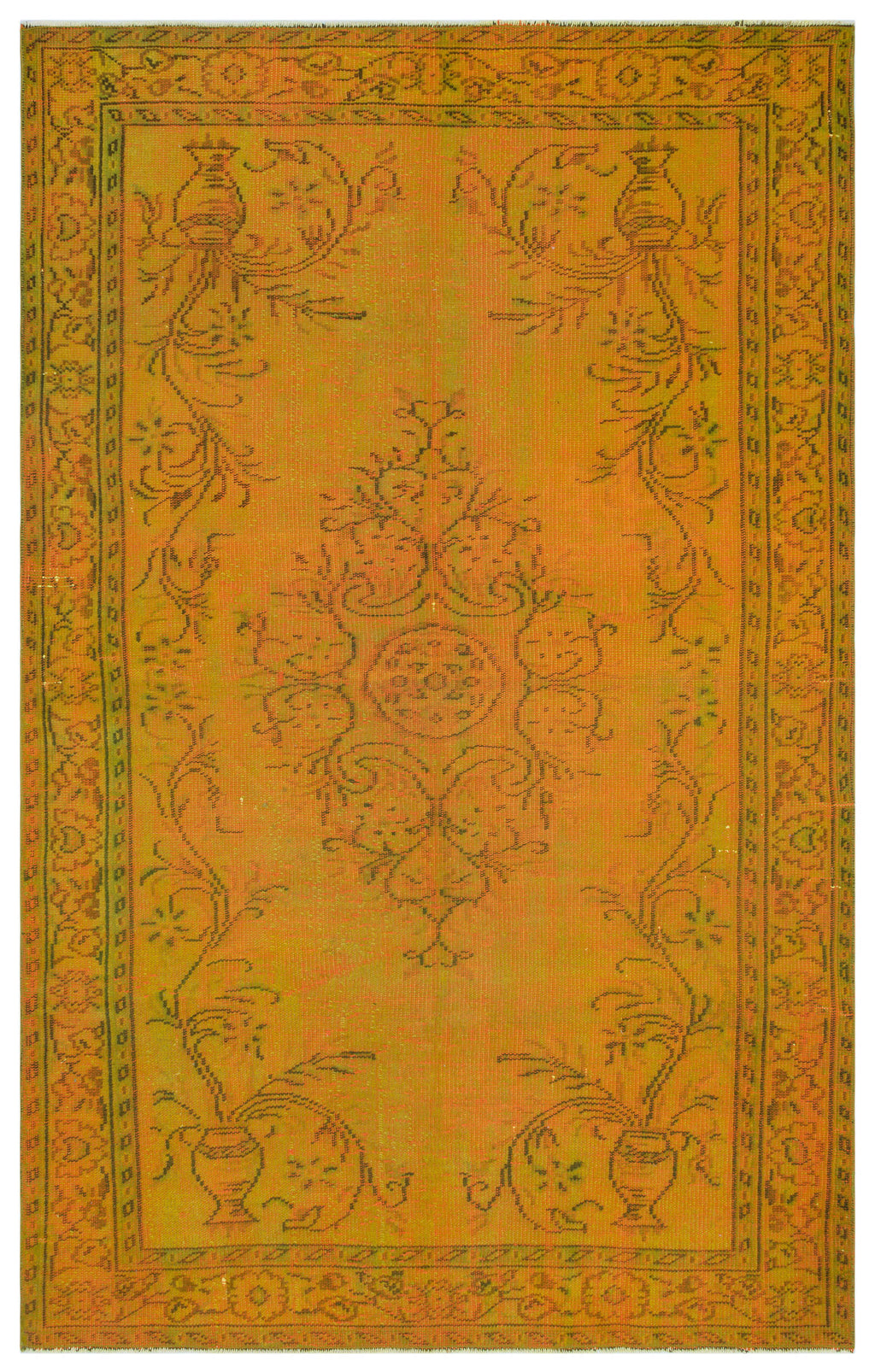 Yellow Over Dyed Vintage Rug 5'6'' x 8'8'' ft 168 x 265 cm