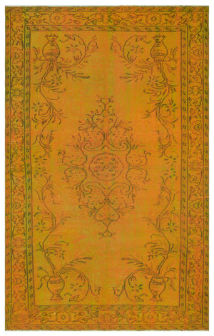Yellow Over Dyed Vintage Rug 5'6'' x 8'8'' ft 168 x 265 cm