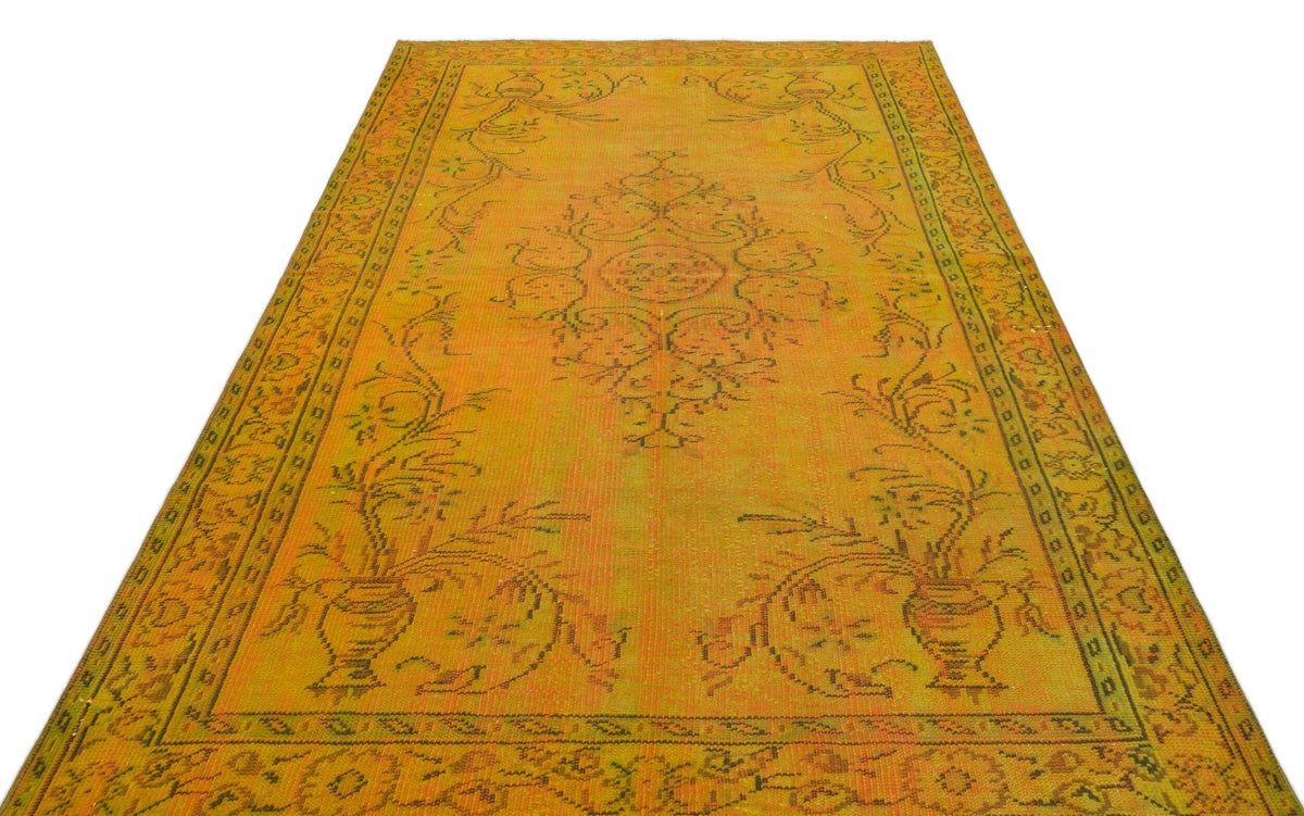 Yellow Over Dyed Vintage Rug 5&#39;6&#39;&#39; x 8&#39;8&#39;&#39; ft 168 x 265 cm