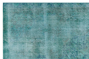 Traditional Design Turquoise Over Dyed Vintage Rug 5'12'' x 8'12'' ft 182 x 274 cm