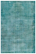 Traditional Design Turquoise Over Dyed Vintage Rug 5'12'' x 8'12'' ft 182 x 274 cm