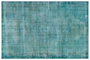 Traditional Design Turquoise Over Dyed Vintage Rug 5'12'' x 8'12'' ft 182 x 274 cm