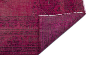 Traditional Design Fuchsia Over Dyed Vintage Rug 5'4'' x 8'11'' ft 162 x 272 cm
