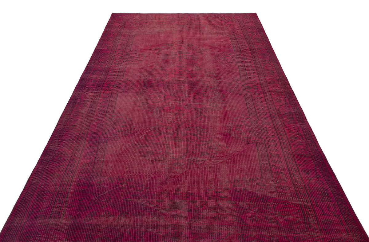 Traditional Design Fuchsia Over Dyed Vintage Rug 5&#39;4&#39;&#39; x 8&#39;11&#39;&#39; ft 162 x 272 cm