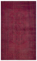 Traditional Design Fuchsia Over Dyed Vintage Rug 5'4'' x 8'11'' ft 162 x 272 cm