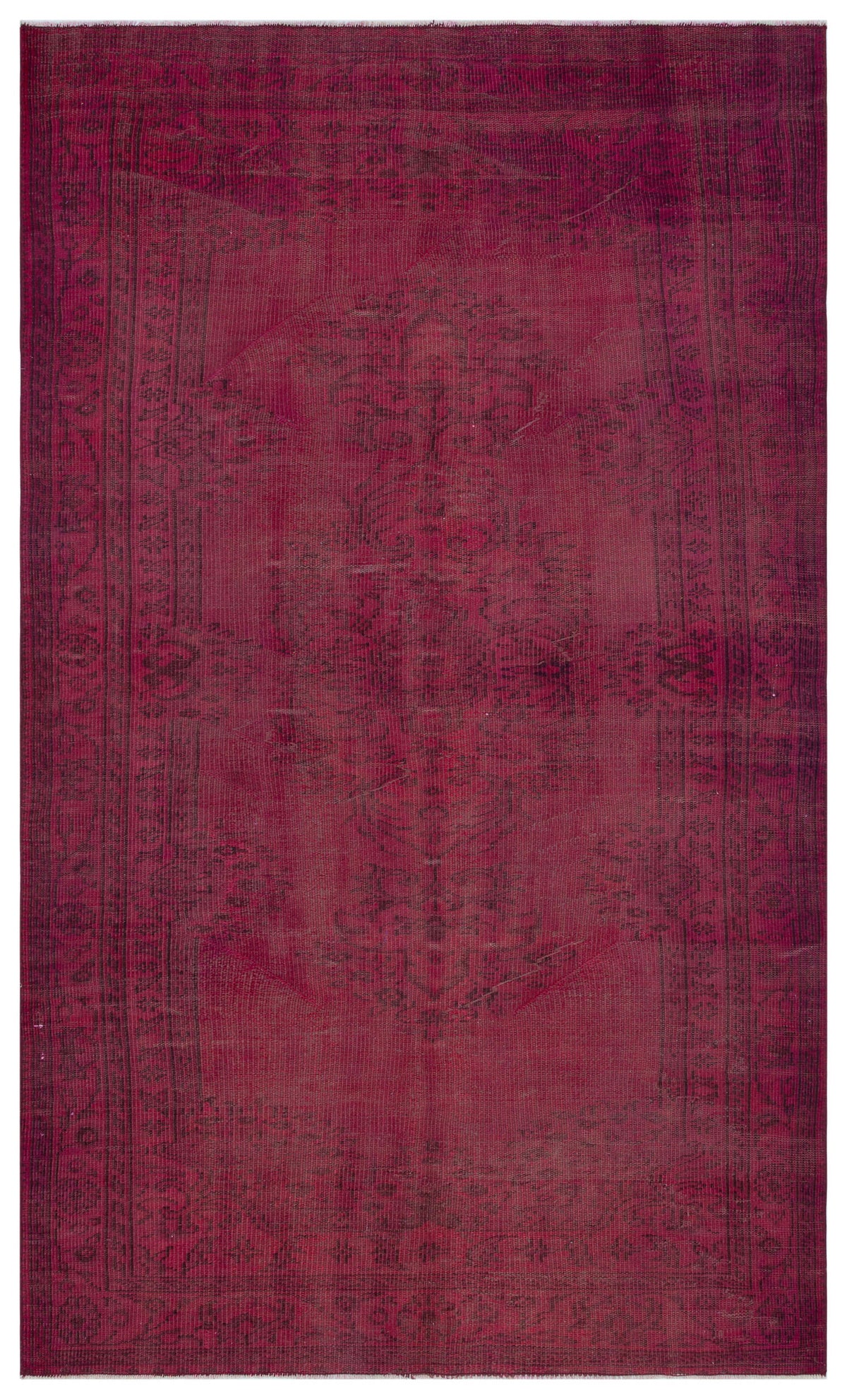 Traditional Design Fuchsia Over Dyed Vintage Rug 5&#39;4&#39;&#39; x 8&#39;11&#39;&#39; ft 162 x 272 cm