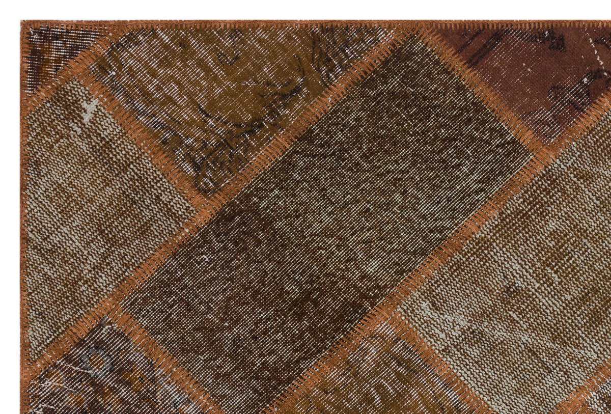 Brown Over Dyed Patchwork Unique Rug 3&#39;11&#39;&#39; x 5&#39;11&#39;&#39; ft 120 x 180 cm