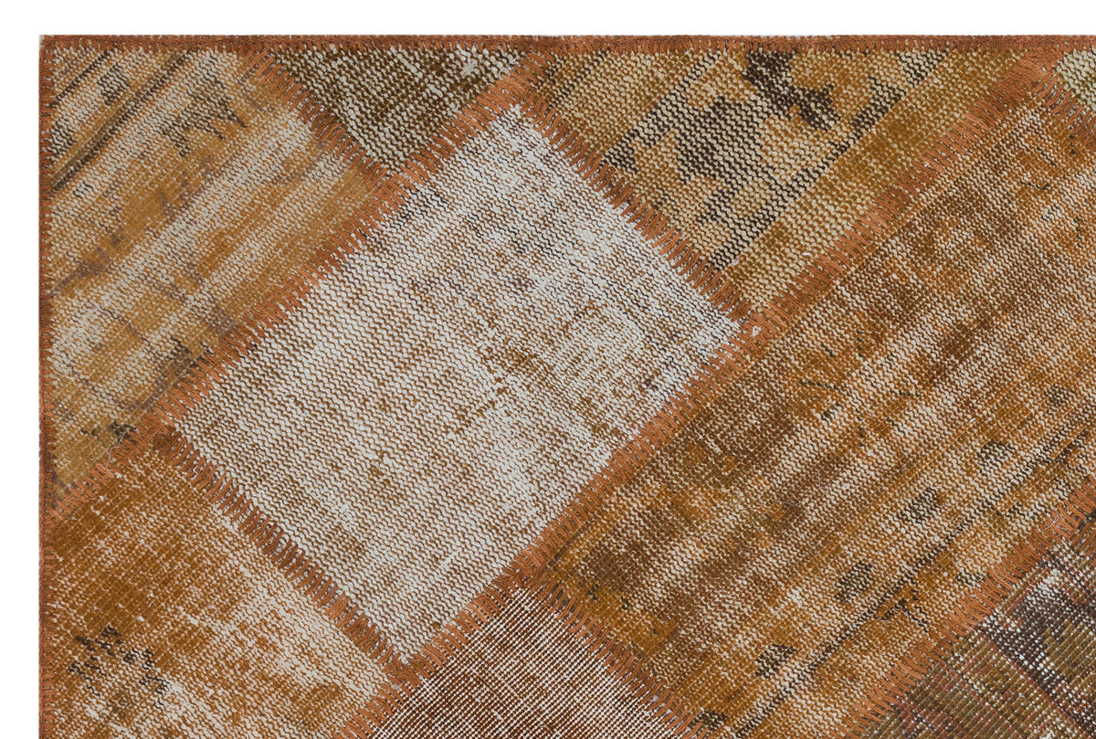 Brown Over Dyed Patchwork Unique Rug 3&#39;11&#39;&#39; x 5&#39;11&#39;&#39; ft 120 x 180 cm