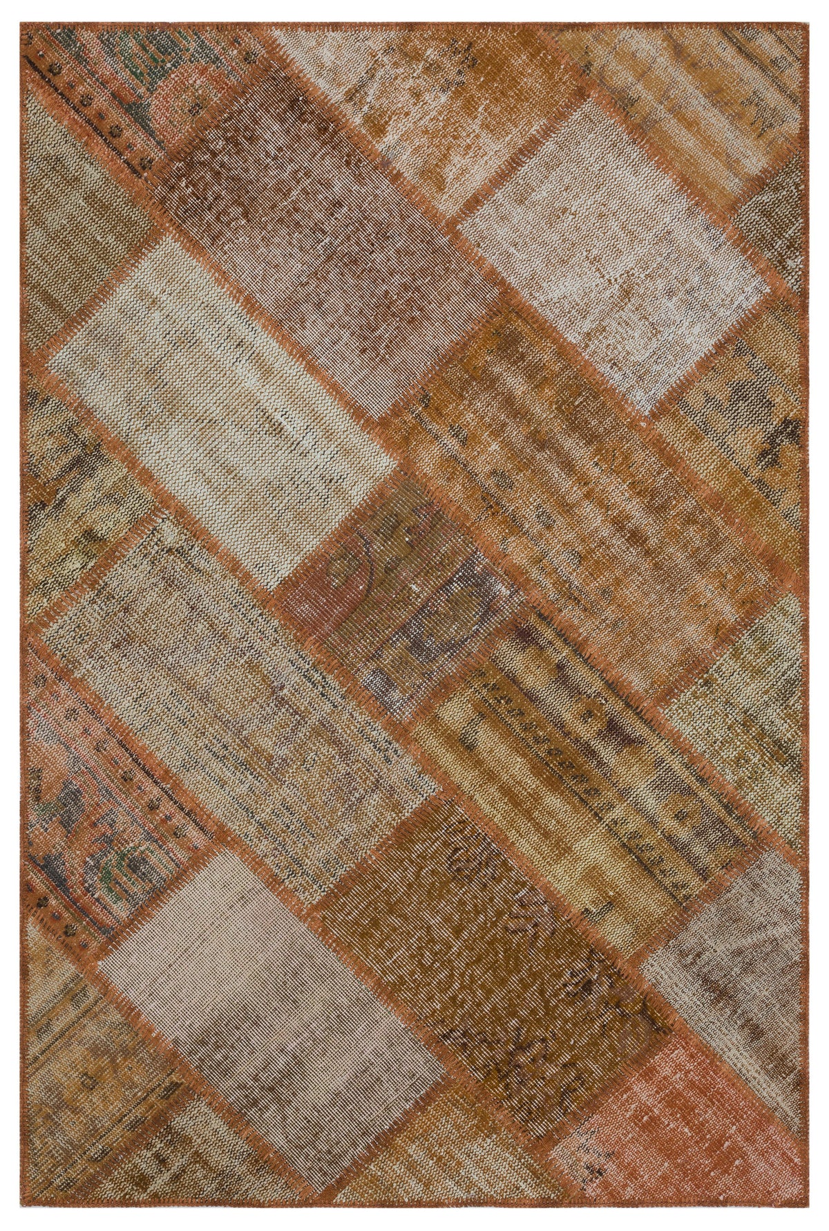 Brown Over Dyed Patchwork Unique Rug 3&#39;11&#39;&#39; x 5&#39;11&#39;&#39; ft 120 x 180 cm