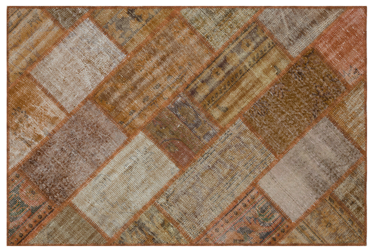 Brown Over Dyed Patchwork Unique Rug 3&#39;11&#39;&#39; x 5&#39;11&#39;&#39; ft 120 x 180 cm