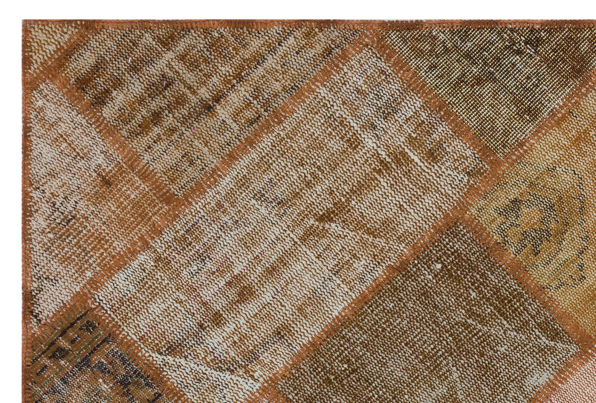 Brown Over Dyed Patchwork Unique Rug 3&#39;11&#39;&#39; x 5&#39;11&#39;&#39; ft 120 x 180 cm