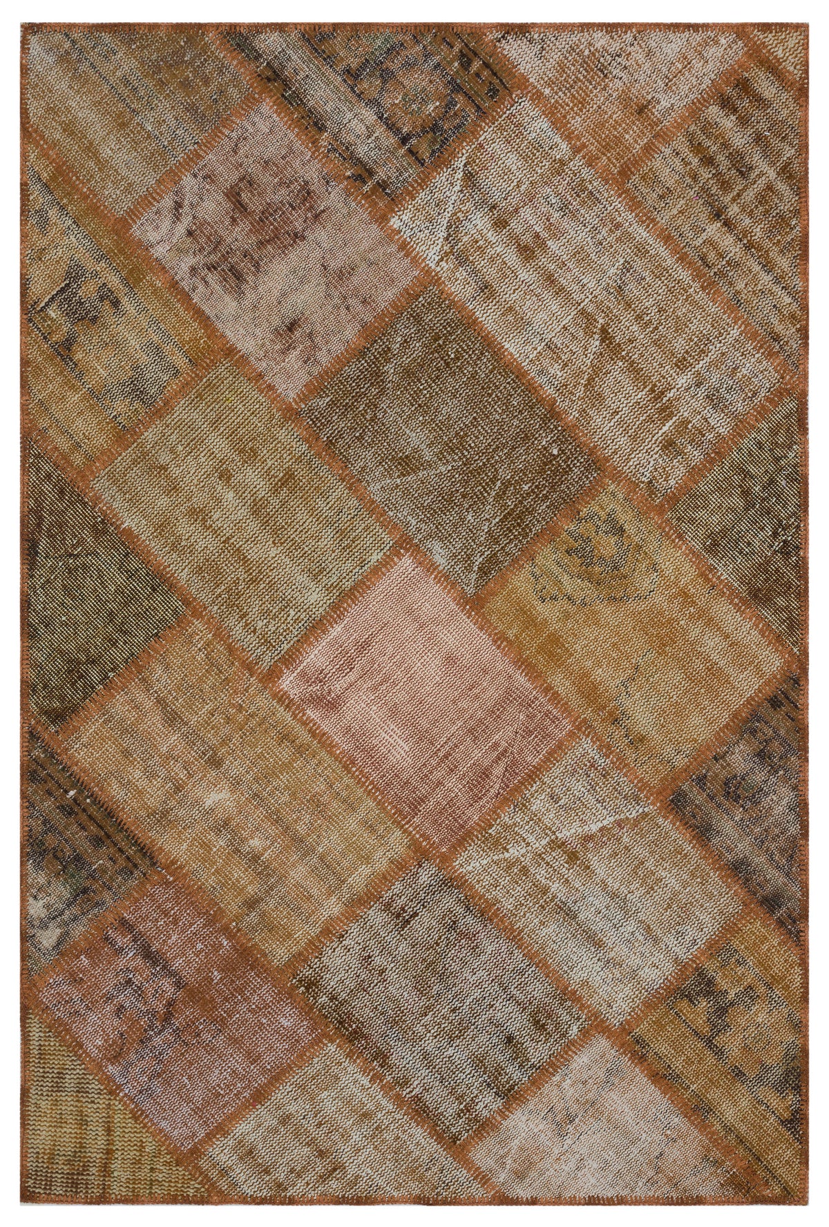 Brown Over Dyed Patchwork Unique Rug 3&#39;11&#39;&#39; x 5&#39;11&#39;&#39; ft 120 x 180 cm