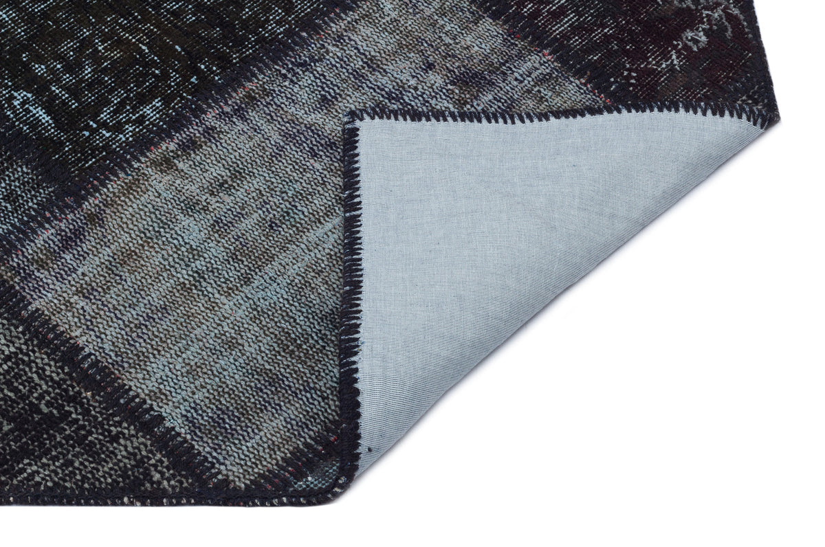 Black Over Dyed Patchwork Unique Rug 3&#39;11&#39;&#39; x 5&#39;11&#39;&#39; ft 120 x 180 cm