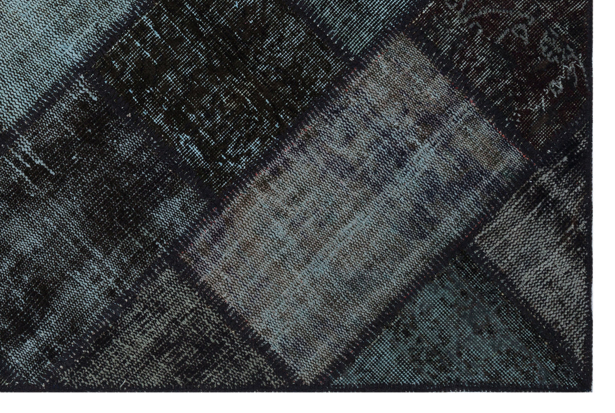 Black Over Dyed Patchwork Unique Rug 3&#39;11&#39;&#39; x 5&#39;11&#39;&#39; ft 120 x 180 cm