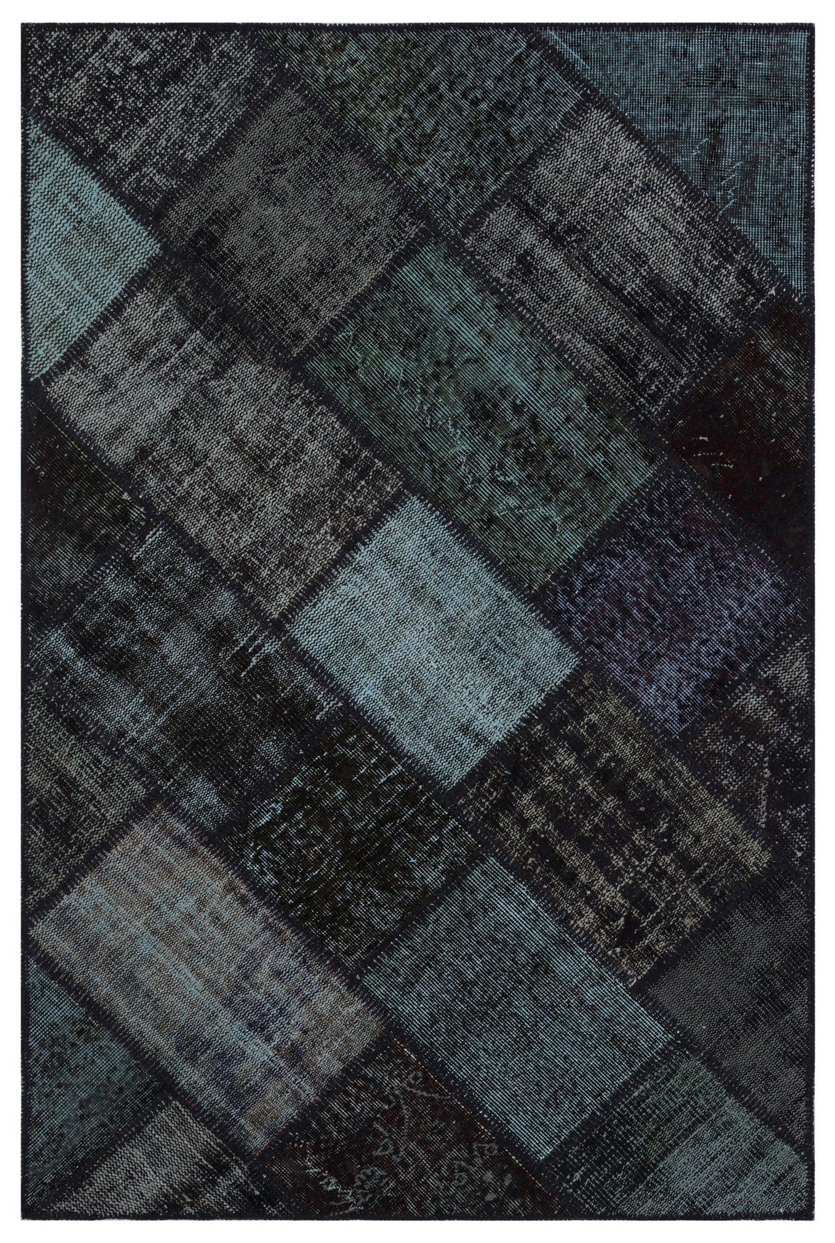 Black Over Dyed Patchwork Unique Rug 3&#39;11&#39;&#39; x 5&#39;11&#39;&#39; ft 120 x 180 cm