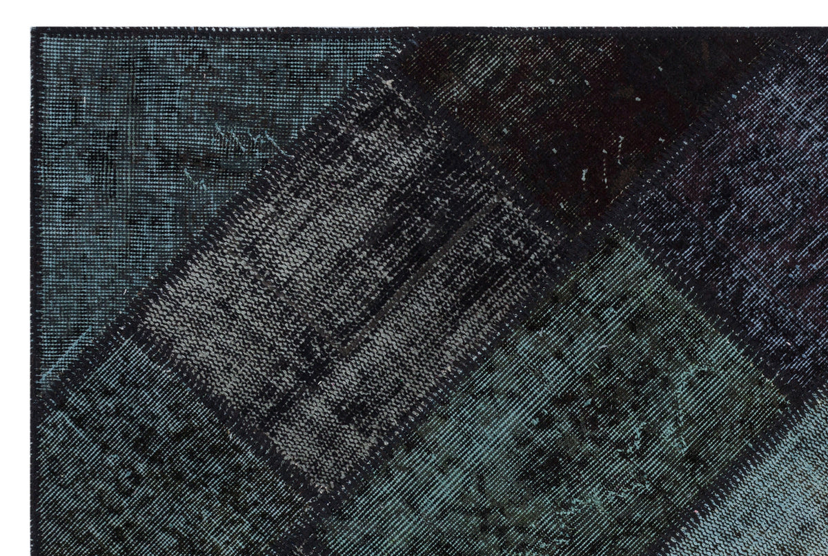 Black Over Dyed Patchwork Unique Rug 3&#39;11&#39;&#39; x 5&#39;11&#39;&#39; ft 120 x 180 cm