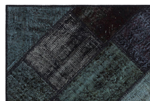Black Over Dyed Patchwork Unique Rug 3'11'' x 5'11'' ft 120 x 180 cm