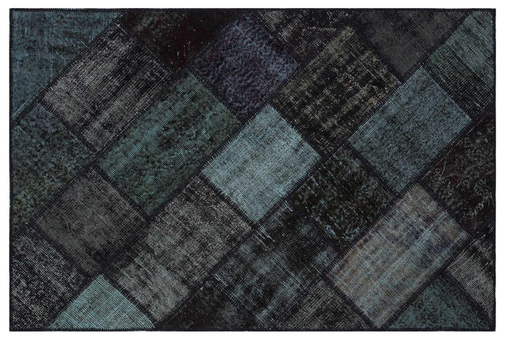 Black Over Dyed Patchwork Unique Rug 3'11'' x 5'11'' ft 120 x 180 cm