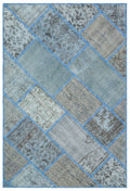 Blue Over Dyed Patchwork Unique Rug 3'11'' x 5'11'' ft 120 x 180 cm
