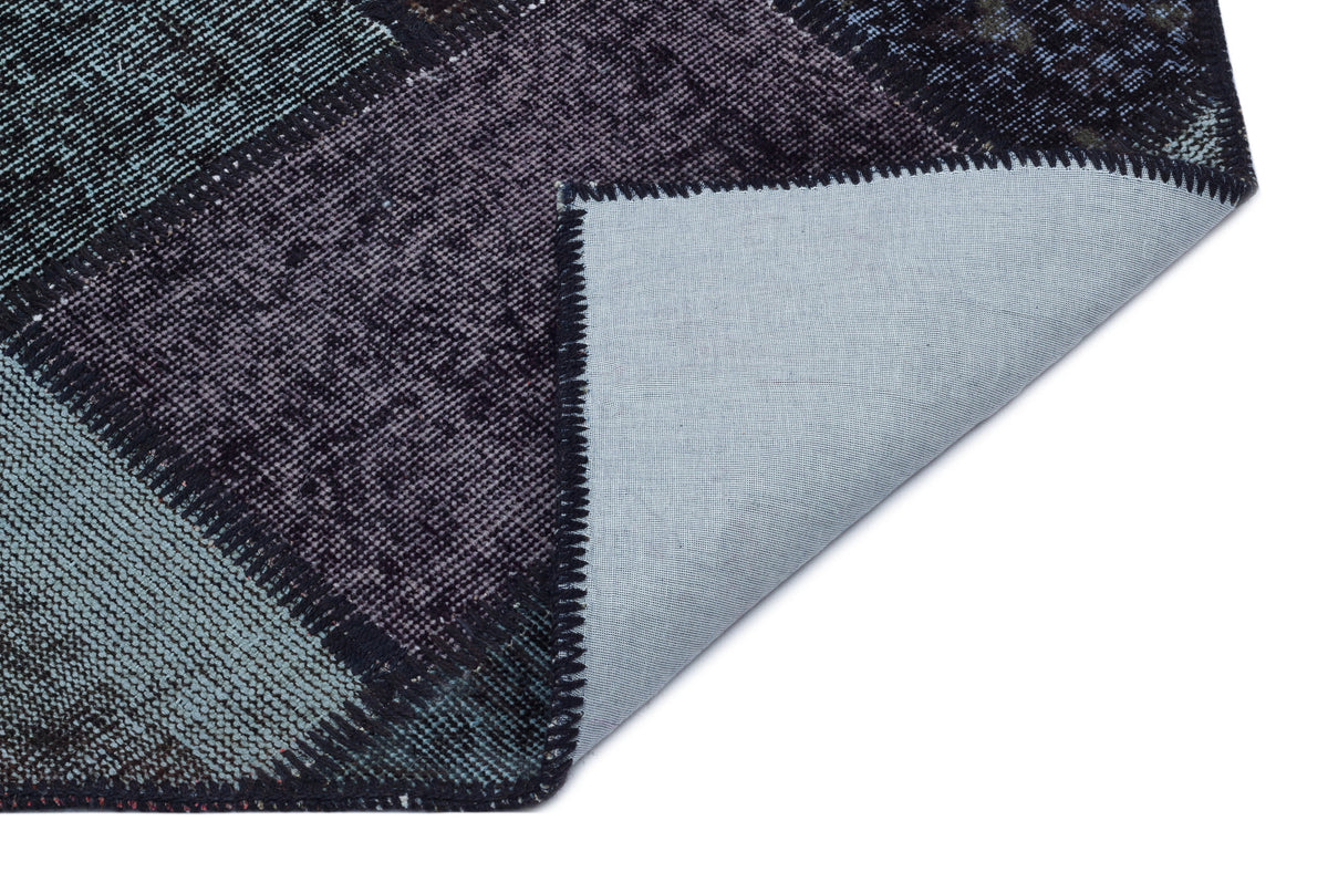 Black Over Dyed Patchwork Unique Rug 3&#39;11&#39;&#39; x 5&#39;11&#39;&#39; ft 120 x 180 cm