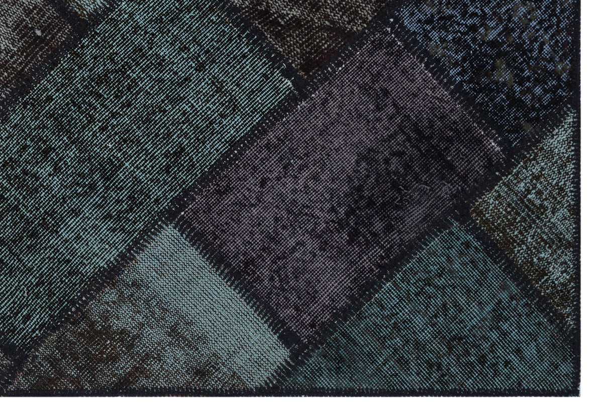 Black Over Dyed Patchwork Unique Rug 3&#39;11&#39;&#39; x 5&#39;11&#39;&#39; ft 120 x 180 cm