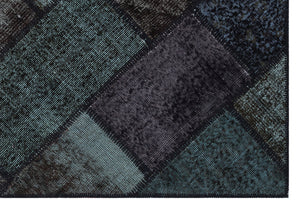 Black Over Dyed Patchwork Unique Rug 3'11'' x 5'11'' ft 120 x 180 cm