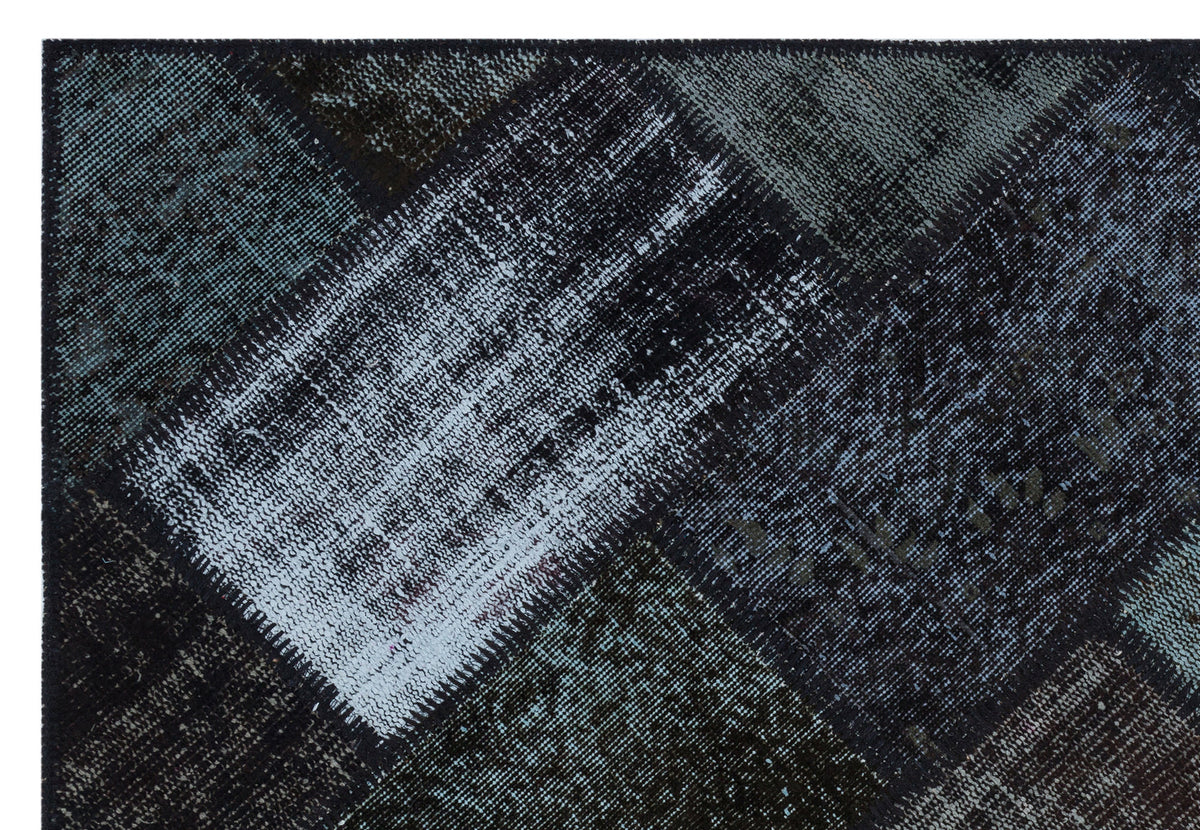 Black Over Dyed Patchwork Unique Rug 3&#39;11&#39;&#39; x 5&#39;11&#39;&#39; ft 120 x 180 cm