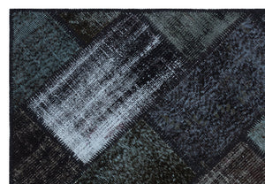 Black Over Dyed Patchwork Unique Rug 3'11'' x 5'11'' ft 120 x 180 cm