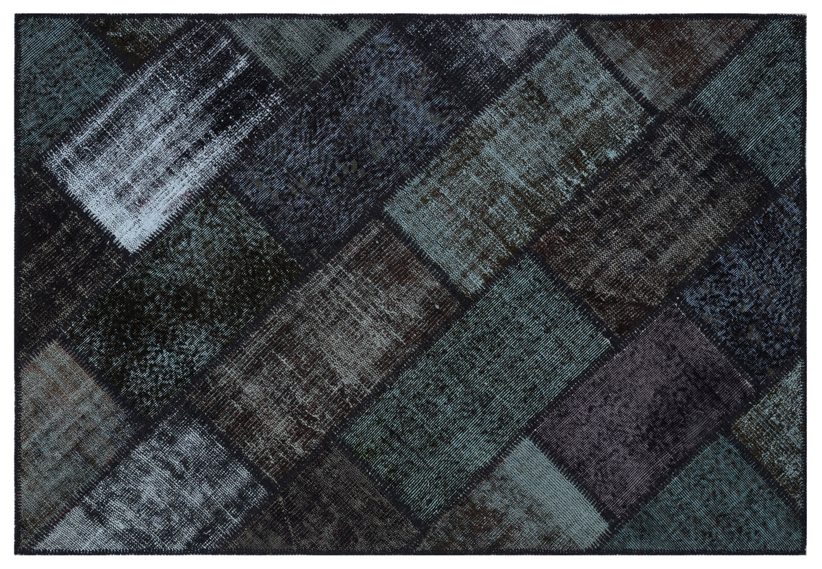 Black Over Dyed Patchwork Unique Rug 3&#39;11&#39;&#39; x 5&#39;11&#39;&#39; ft 120 x 180 cm