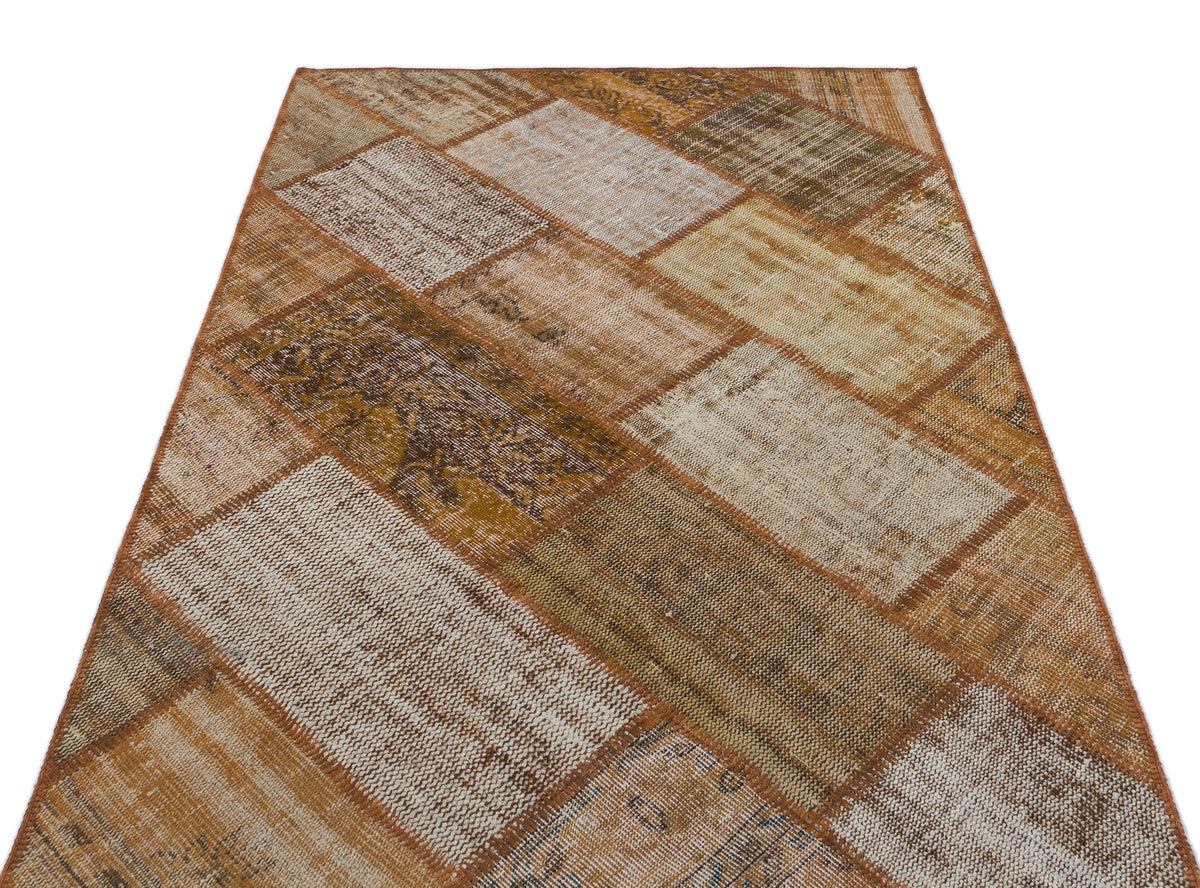 Brown Over Dyed Patchwork Unique Rug 3&#39;11&#39;&#39; x 5&#39;11&#39;&#39; ft 120 x 180 cm