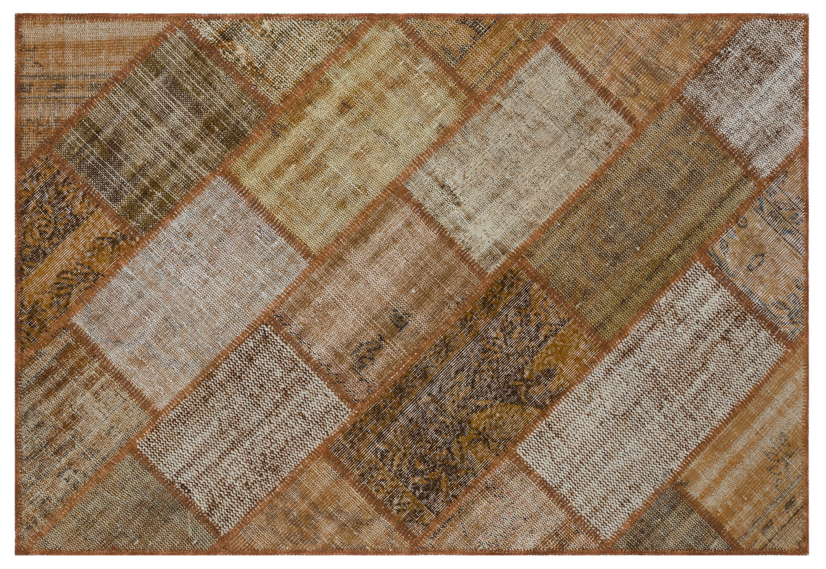 Brown Over Dyed Patchwork Unique Rug 3&#39;11&#39;&#39; x 5&#39;11&#39;&#39; ft 120 x 180 cm