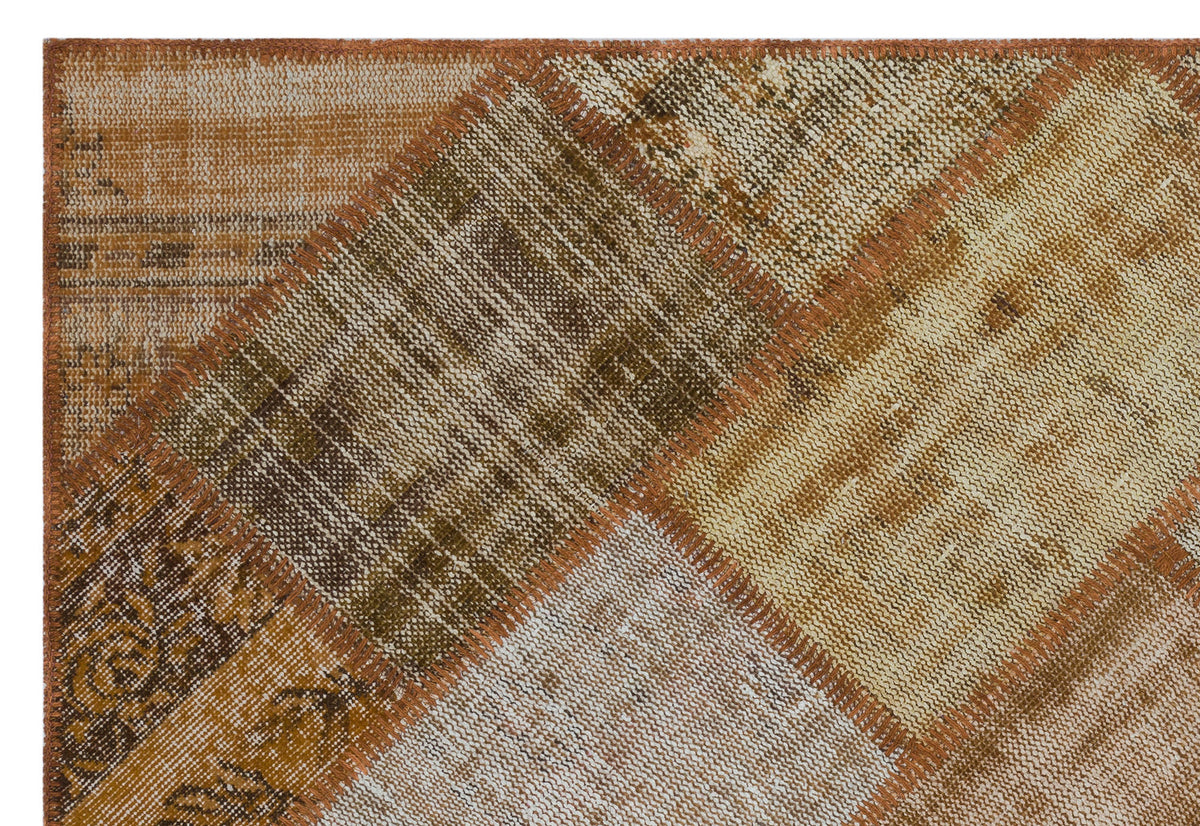 Brown Over Dyed Patchwork Unique Rug 3&#39;11&#39;&#39; x 5&#39;11&#39;&#39; ft 120 x 180 cm