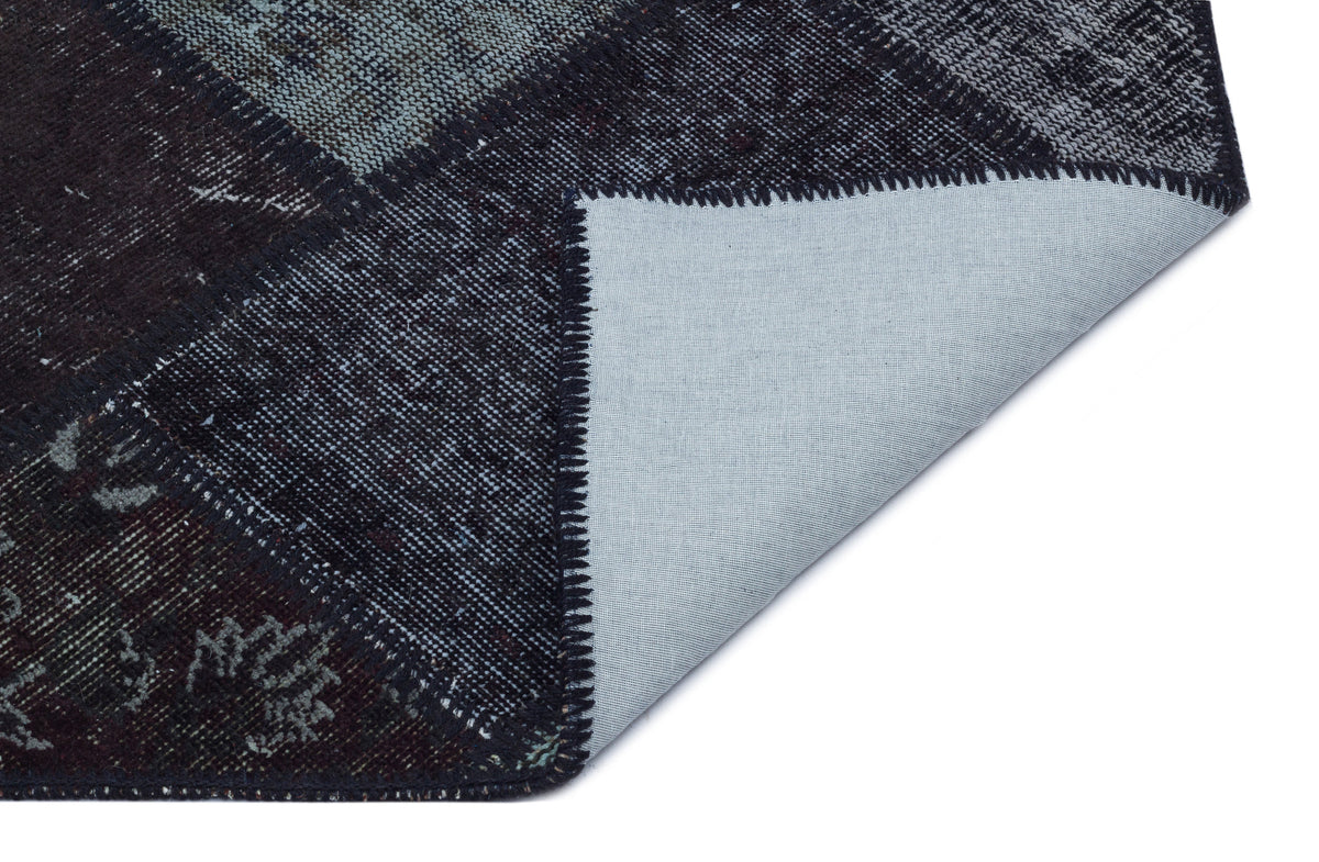 Black Over Dyed Patchwork Unique Rug 3&#39;11&#39;&#39; x 5&#39;11&#39;&#39; ft 120 x 180 cm