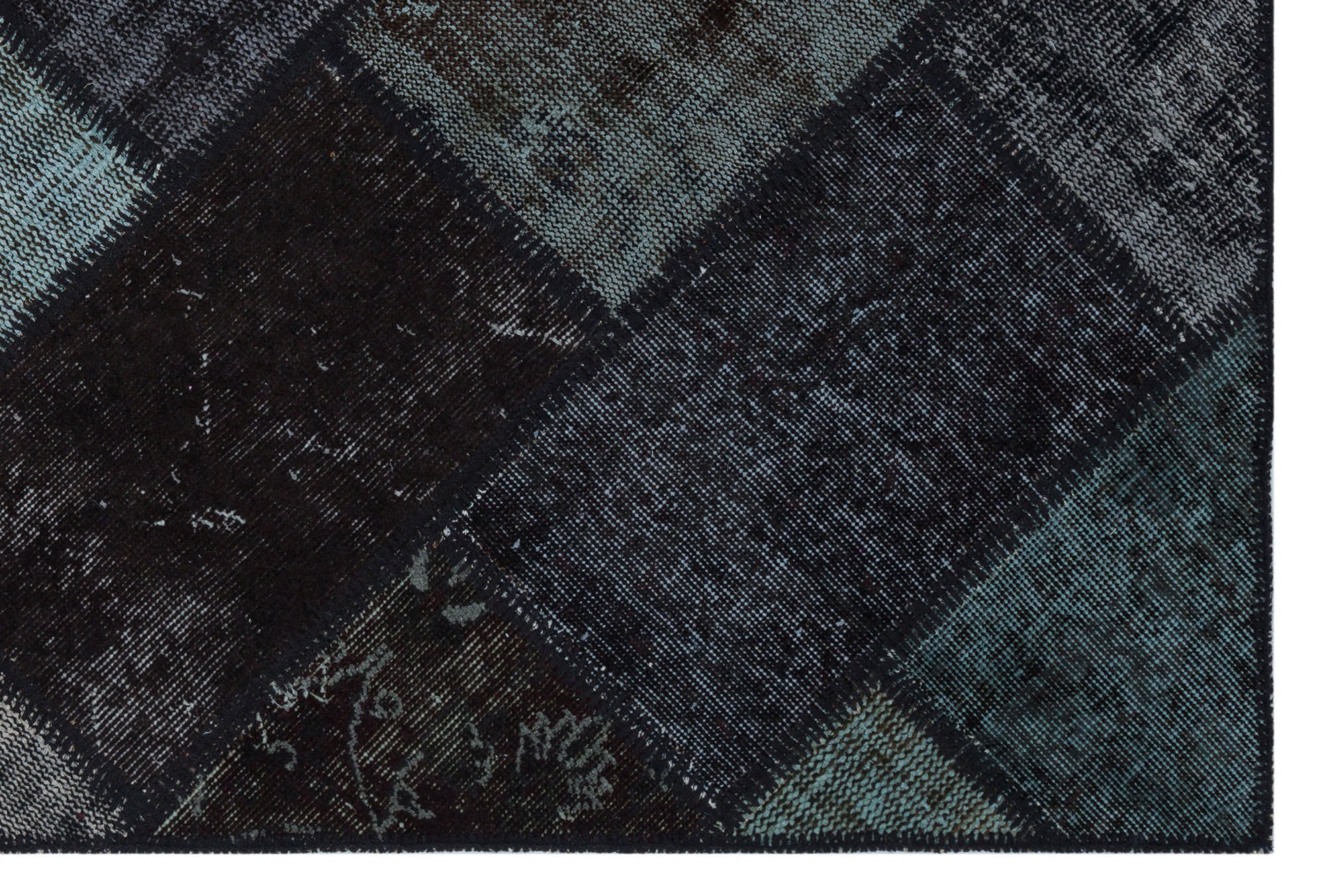 Black Over Dyed Patchwork Unique Rug 3'11'' x 5'11'' ft 120 x 180 cm