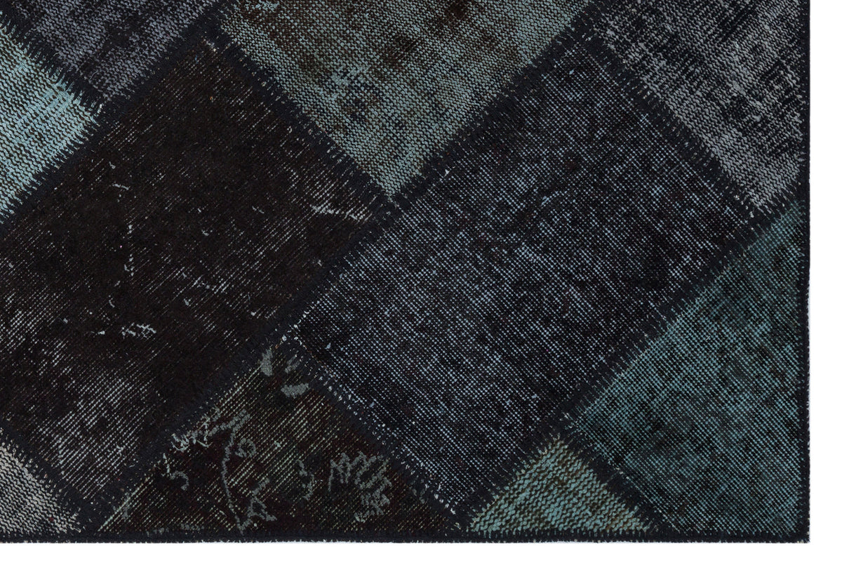 Black Over Dyed Patchwork Unique Rug 3&#39;11&#39;&#39; x 5&#39;11&#39;&#39; ft 120 x 180 cm