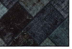 Black Over Dyed Patchwork Unique Rug 3'11'' x 5'11'' ft 120 x 180 cm