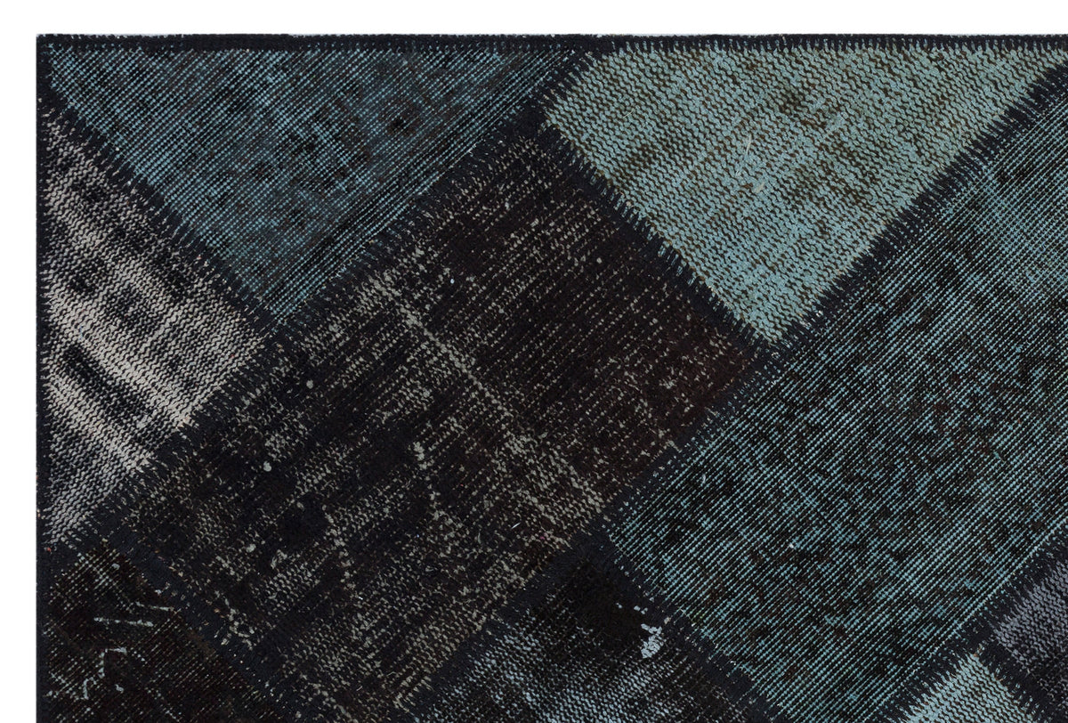Black Over Dyed Patchwork Unique Rug 3&#39;11&#39;&#39; x 5&#39;11&#39;&#39; ft 120 x 180 cm
