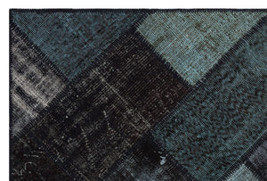 Black Over Dyed Patchwork Unique Rug 3'11'' x 5'11'' ft 120 x 180 cm