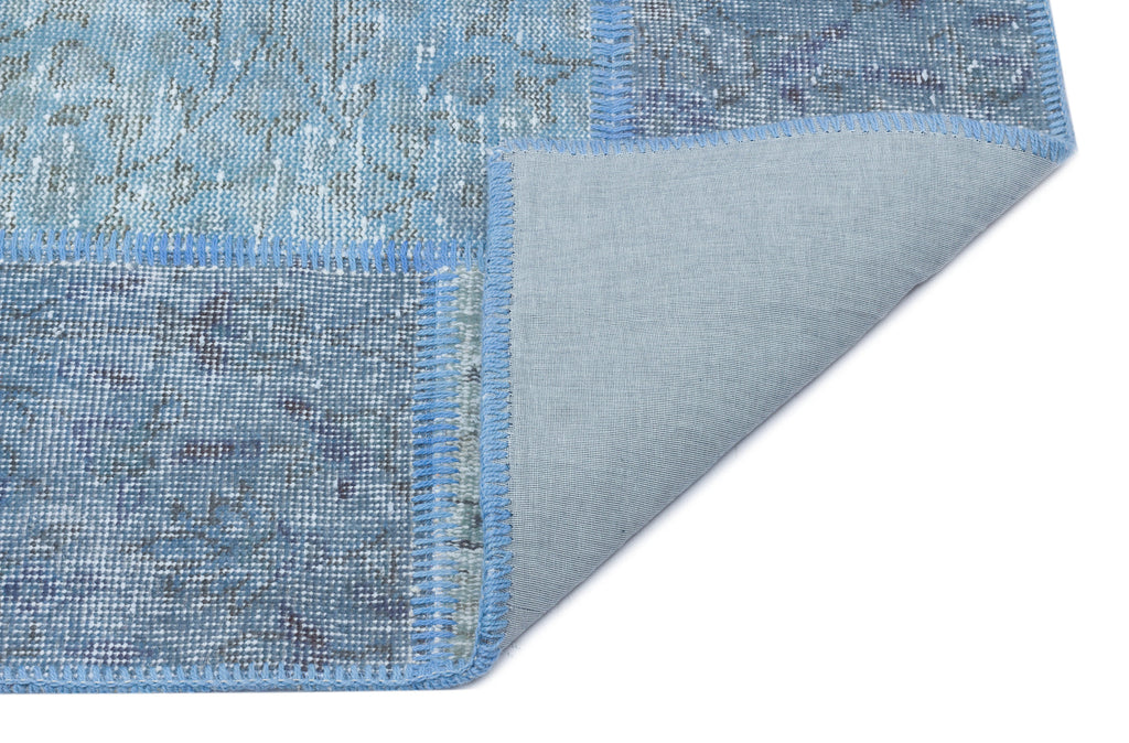 Blue Over Dyed Patchwork Unique Rug 3'11'' x 5'11'' ft 120 x 180 cm