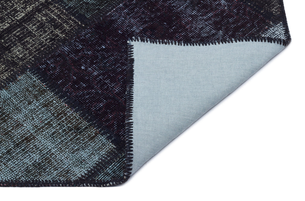 Black Over Dyed Patchwork Unique Rug 3'11'' x 5'11'' ft 120 x 180 cm