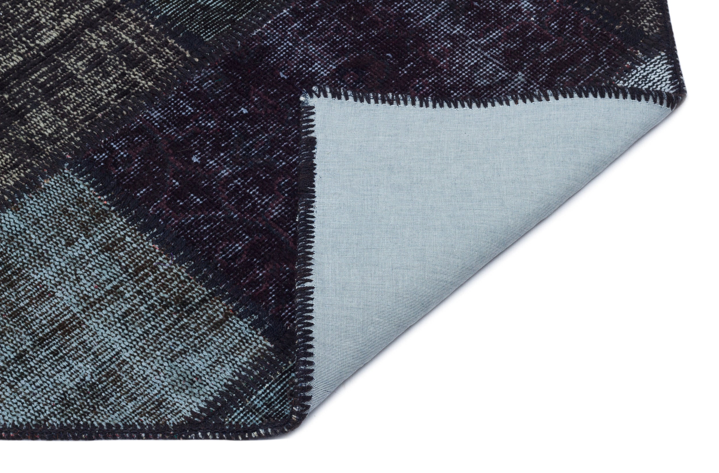 Black Over Dyed Patchwork Unique Rug 3'11'' x 5'11'' ft 120 x 180 cm