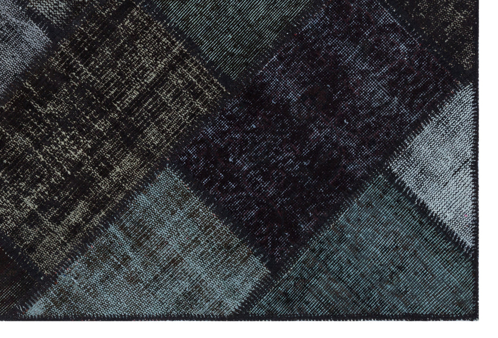 Black Over Dyed Patchwork Unique Rug 3'11'' x 5'11'' ft 120 x 180 cm